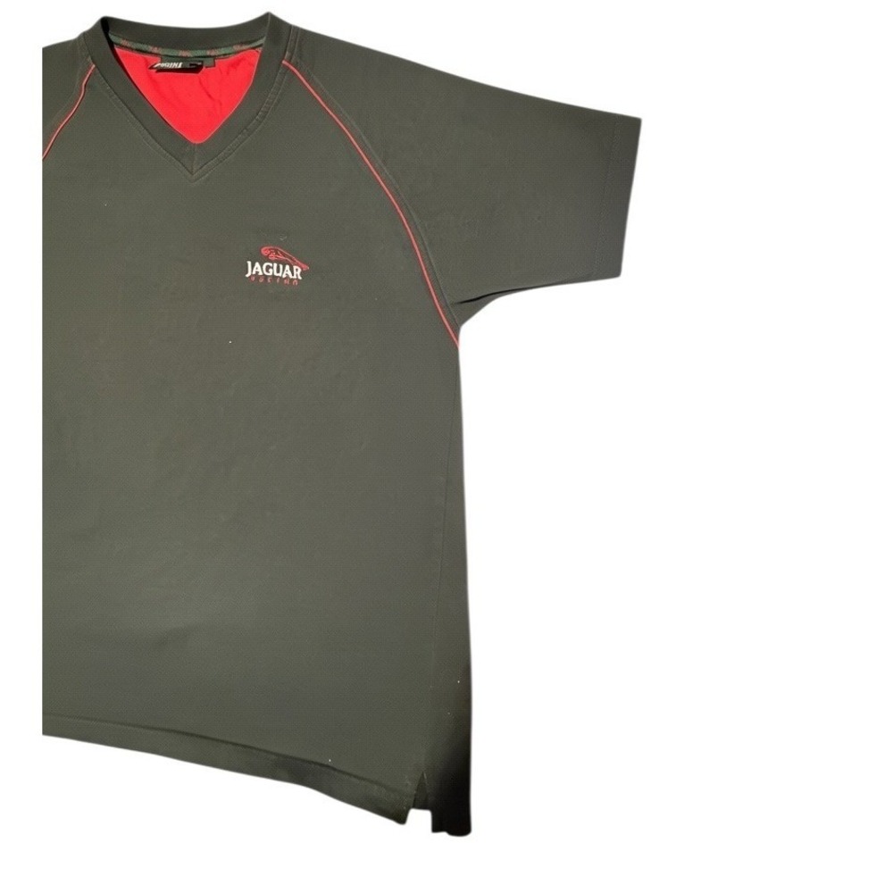Jaguar Racing Mens Tee Shirt Size Large Black Red V-Neck Raglan Performance Logo - Picture 5 of 15
